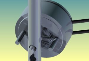 Rotary solenoid used in keyhole slot locking system